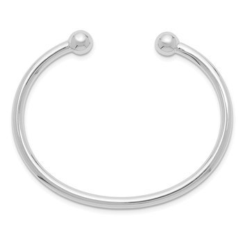 Sterling Silver Rhodium-plated Polished Cuff Child's Bangle