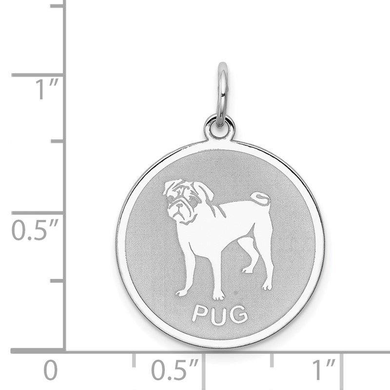 Sterling Silver Pug Disc Charm 