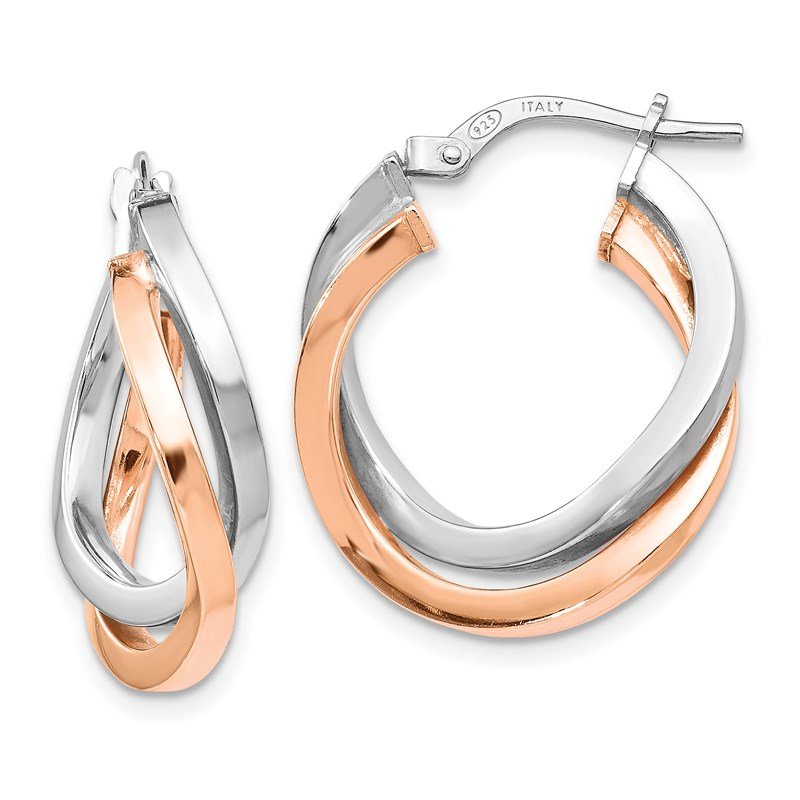 FB Jewels Solid Leslies 10K Yellow Gold Polished & Textured Twisted Hinged Hoop Earrings 