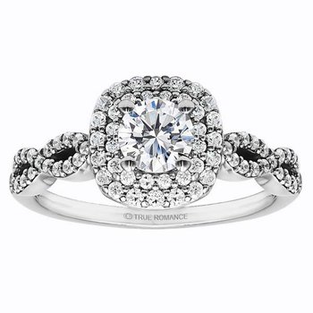 Round Cut Double Halo Diamond Infinity Engagement Ring