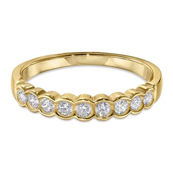 Yellow gold and round diamond stackable band