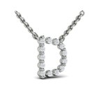 Vdora Diamond  Alphabet Pendant Necklace, D