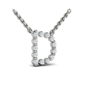 Diamond  Alphabet Pendant Necklace, D