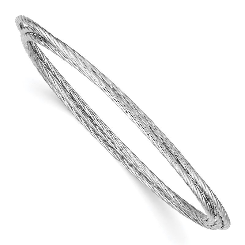 Sterling Silver Rhodium Plated Twisted Intertwined Bangle Bracelet Jewelry 