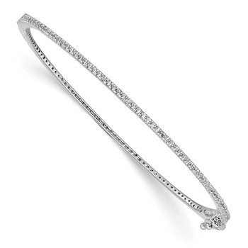 Sterling Shimmer Sterling Silver Rhodium-plated 115 Stone CZ Hinged Bangle Bracelet