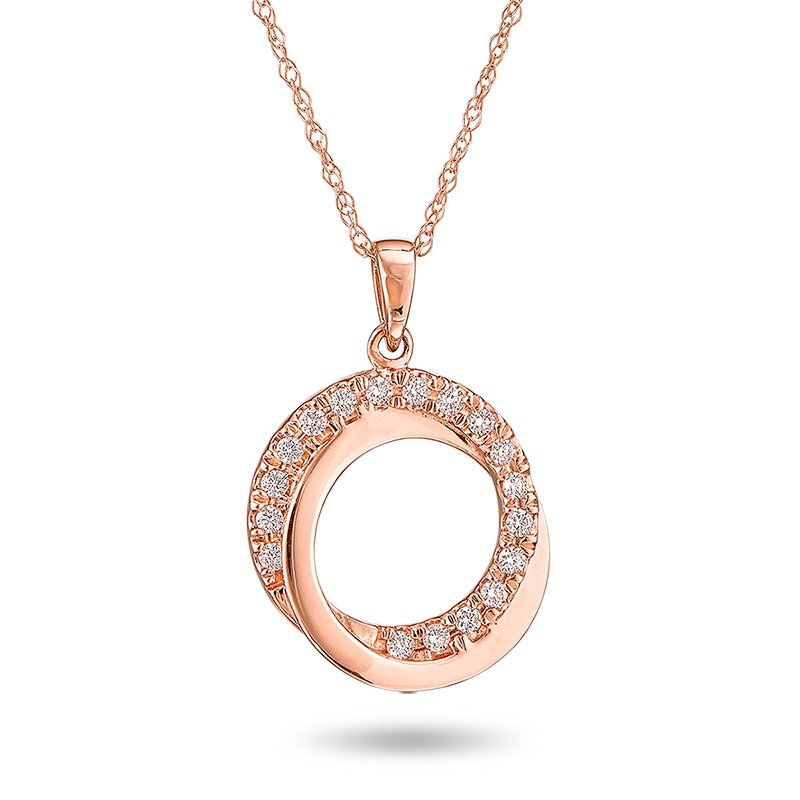 Rose gold and diamond twist circle pendant