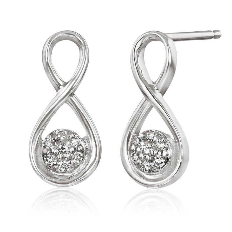 White gold and diamond infinity-design earrings