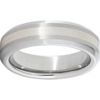 Serinium® Beveled Edge Band with a 2mm Sterling Silver Inlay