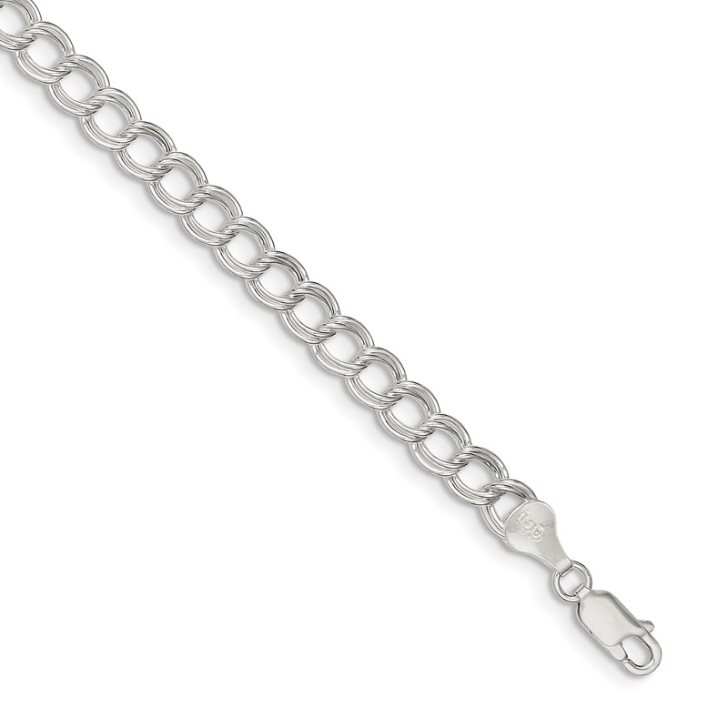 Amore LaVita Sterling Silver 6mm Double Link Charm Bracelet