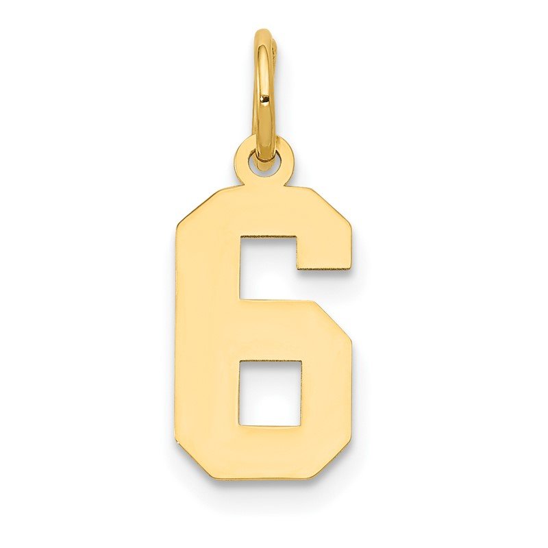 14K Gold Small Polished Number 6 Charm Pendant Jewelry 
