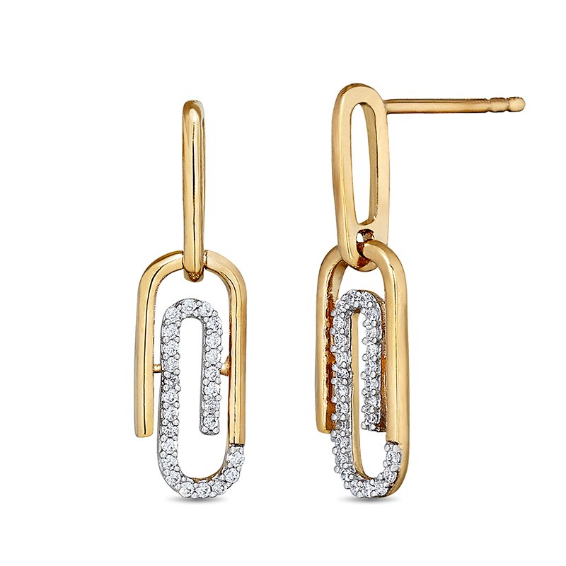 Two-tone gold paper clip earrings
