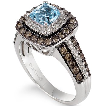 Aquamarine & Diamond White Gold Ring