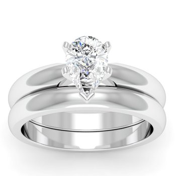 Classic Four Prong Engagement Ring with Matching Wedding Band