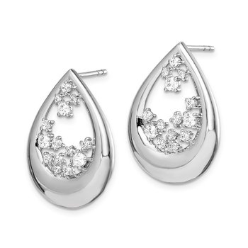 14k White Gold Diamond Post Earrings