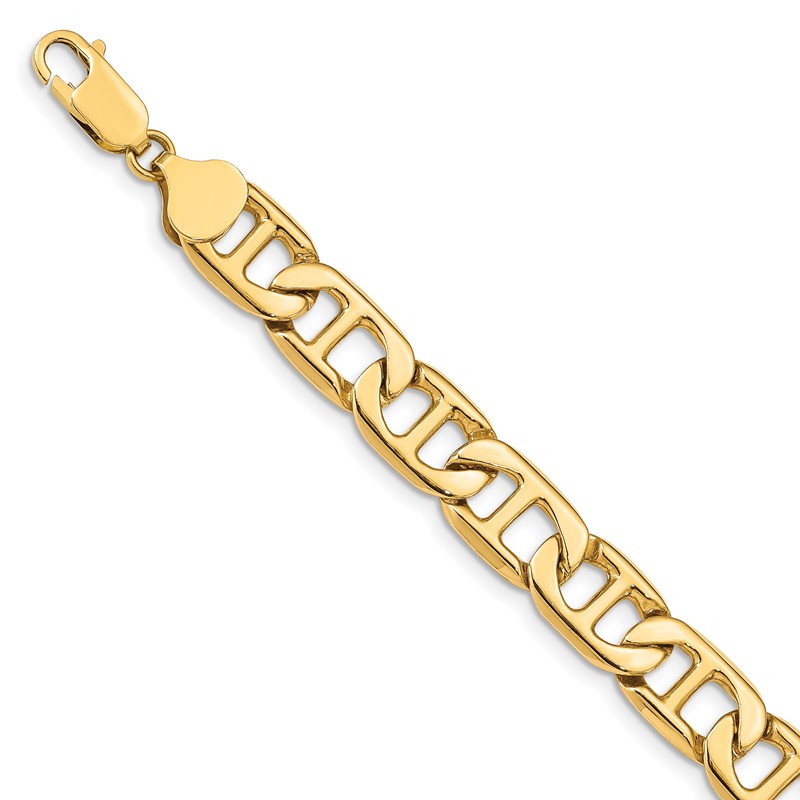 Details about   Real 14kt Semi-solid Soft Diamond Shape Anchor Link ID Chain Bracelet; 7 inch