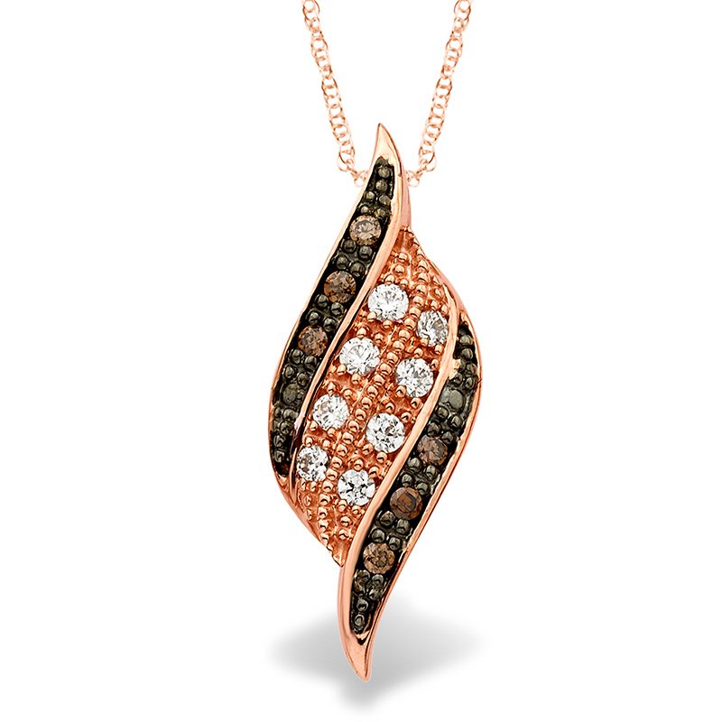 Rose gold with caramel and white diamonds fashion pendant
