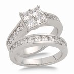 White gold, princess diamond bridal set with channel-set diamonds