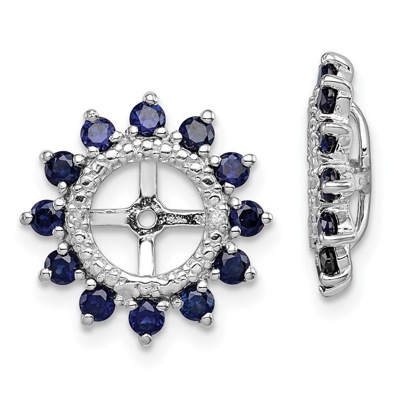 Sterling Silver Diamond & Created Sapphire Earring Jacket 