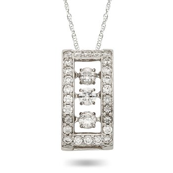 White gold rectangle-shaped twinkling diamond pendant