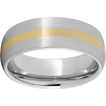 Serinium® Domed Band with a 2mm 18K Yellow Gold Inlay and Satin Finish