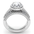 Round Diamond Halo Engagemant Ring with Matching Wedding Band