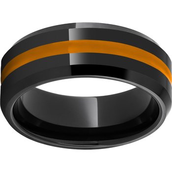 Black Diamond Ceramic™ Beveled Edge Band with Orange Enamel Inlay