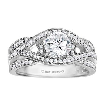 Round Cut Diamond Bi-Pass Engagement Ring