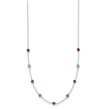 Sterling Silver 9-Station Multicolor CZ Necklace