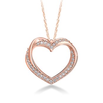 Rose gold and diamond twist heart pendant