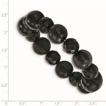 13mm Black Agate and 14-16mm Faceted Onyx Stretch Bracelet