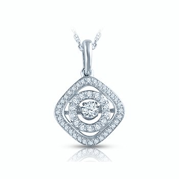 White gold, double diamond halo pendant with twinkling diamond cluster
