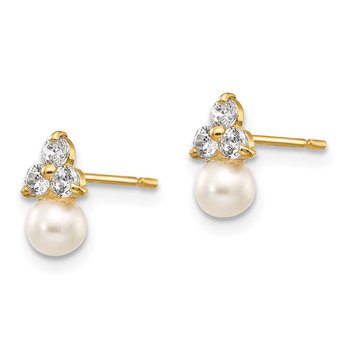 14k Madi K CZ and FW Cultured Pearl Post Earrings