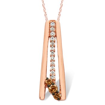 Rose gold slab pendant with caramel and white diamonds