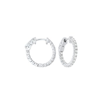In-Out Prong Set Diamond Hoop Earrings in 14K White Gold  (1 ct. tw.) SI3 - G/H