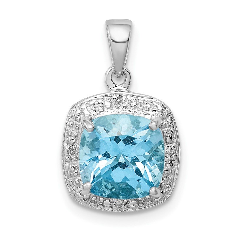 Jewels By Lux Sterling Silver Rhodium Diamond & Light Swiss Blue Topaz Ring 