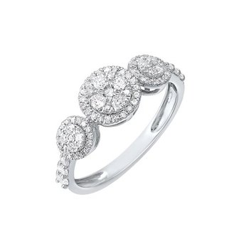 Diamond Triple Halo Solitaire Engagement Ring in 14k White Gold (½ ctw)