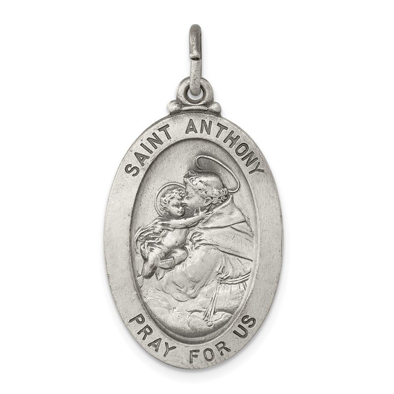 Sterling Silver Antiqued Saint Anthony Medal 