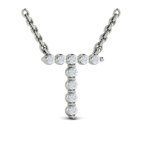 Vdora Diamond  Alphabet Pendant Necklace, T