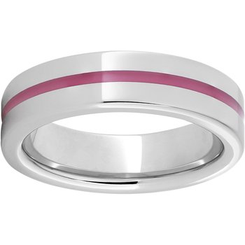 Serinium® Pipe Cut Band with Pink Enamel Inlay