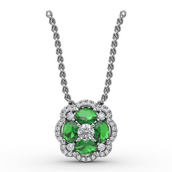 Love in Bloom Emerald and Diamond Pendant