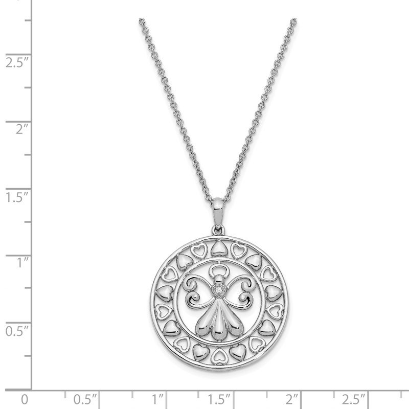 Necklace Sterling Silver W/ Rhodium-plated Synthetic CZ Angel Of Comfort 18in 