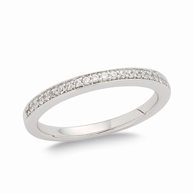 White gold, straight diamond, beaded-texture wedding ring