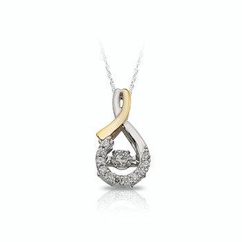 Two-tone gold twist pendant with twinkling diamond and accent diamonds