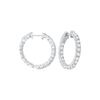 In-Out Prong Set Diamond Hoop Earrings in 14K White Gold  (3 ct. tw.) SI3 - G/H