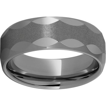 Rugged Tungsten™ 8mm Domed Band with Oval Facets and Stone Finish