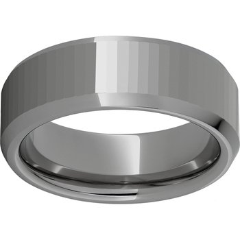 Rugged Tungsten™ 8mm Faceted Top Beveled Edge Polished Band