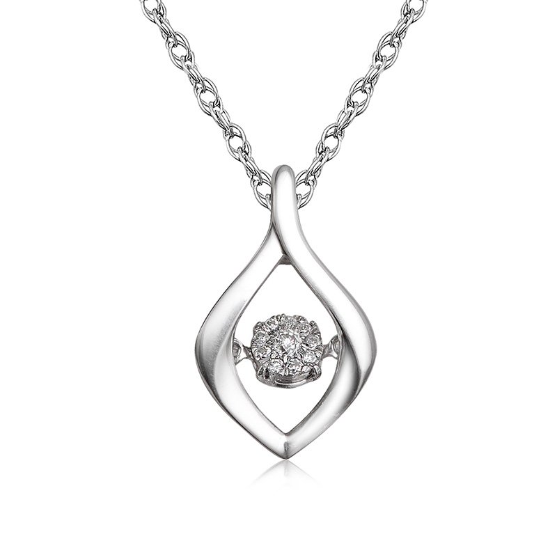 Sterling silver twinkling diamond cluster pendant