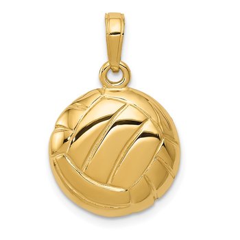 14k Polished Open-Backed Volleyball Pendant