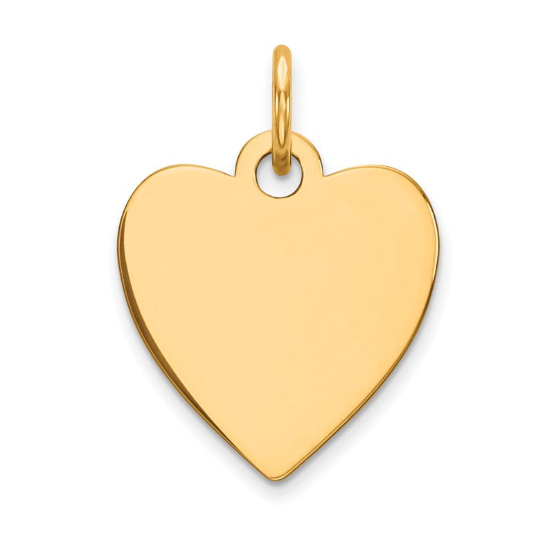 14K Yellow Gold Plain .009 Gauge Engravable Heart Disc Charm