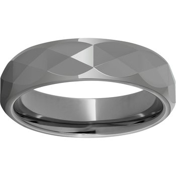 Rugged Tungsten™ 6mm Domed Band with Triangle Facets and Polished Finish